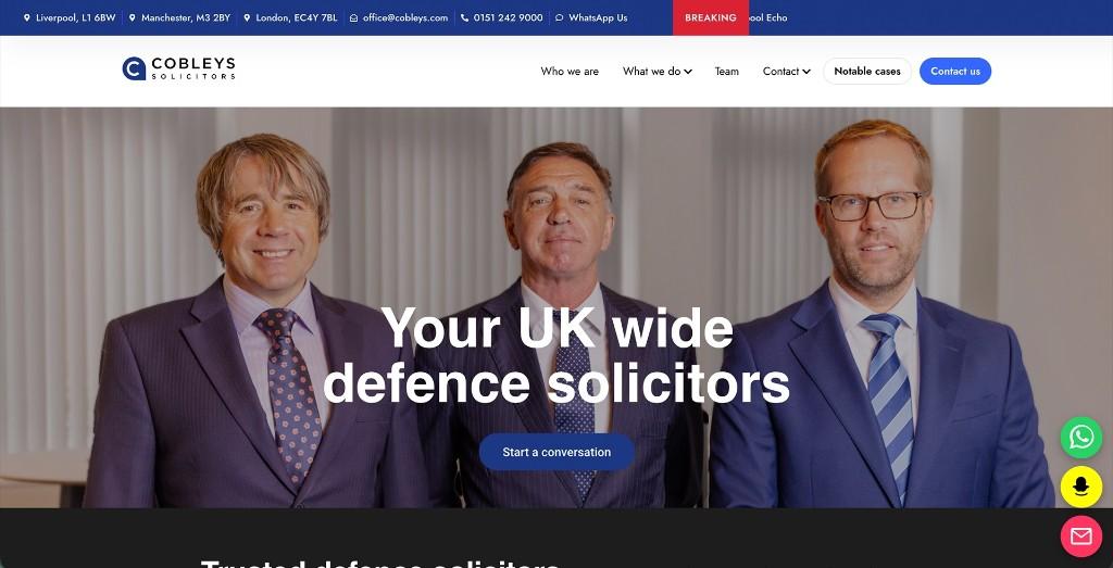Cobleys Solicitors website